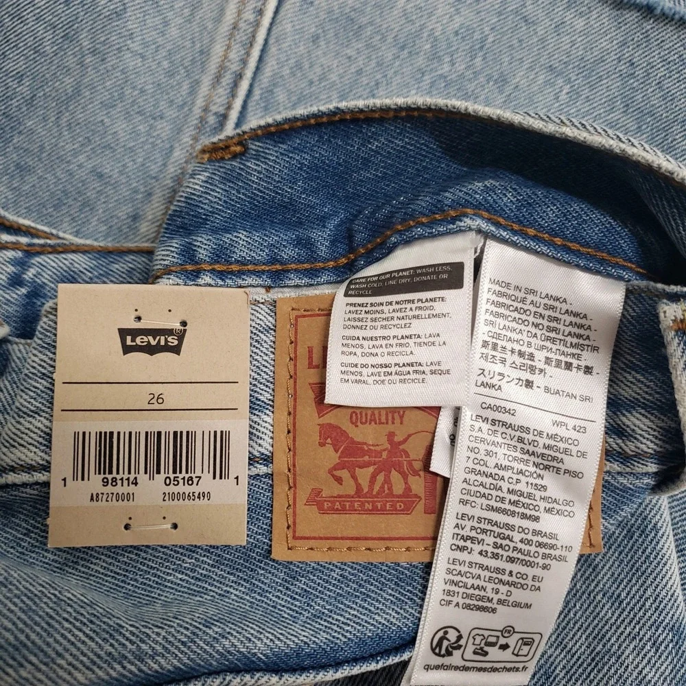 NWT Levis Denim Maxi Skirt Womens 26 Light Blue Side Slit Raw Hem Grunge Coastal - Picture 7 of 8